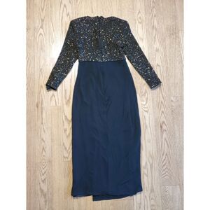 Bieff Basix 6 Beaded Sequins Long Sleeve Long Dress 100% Silk VGUC Vintage